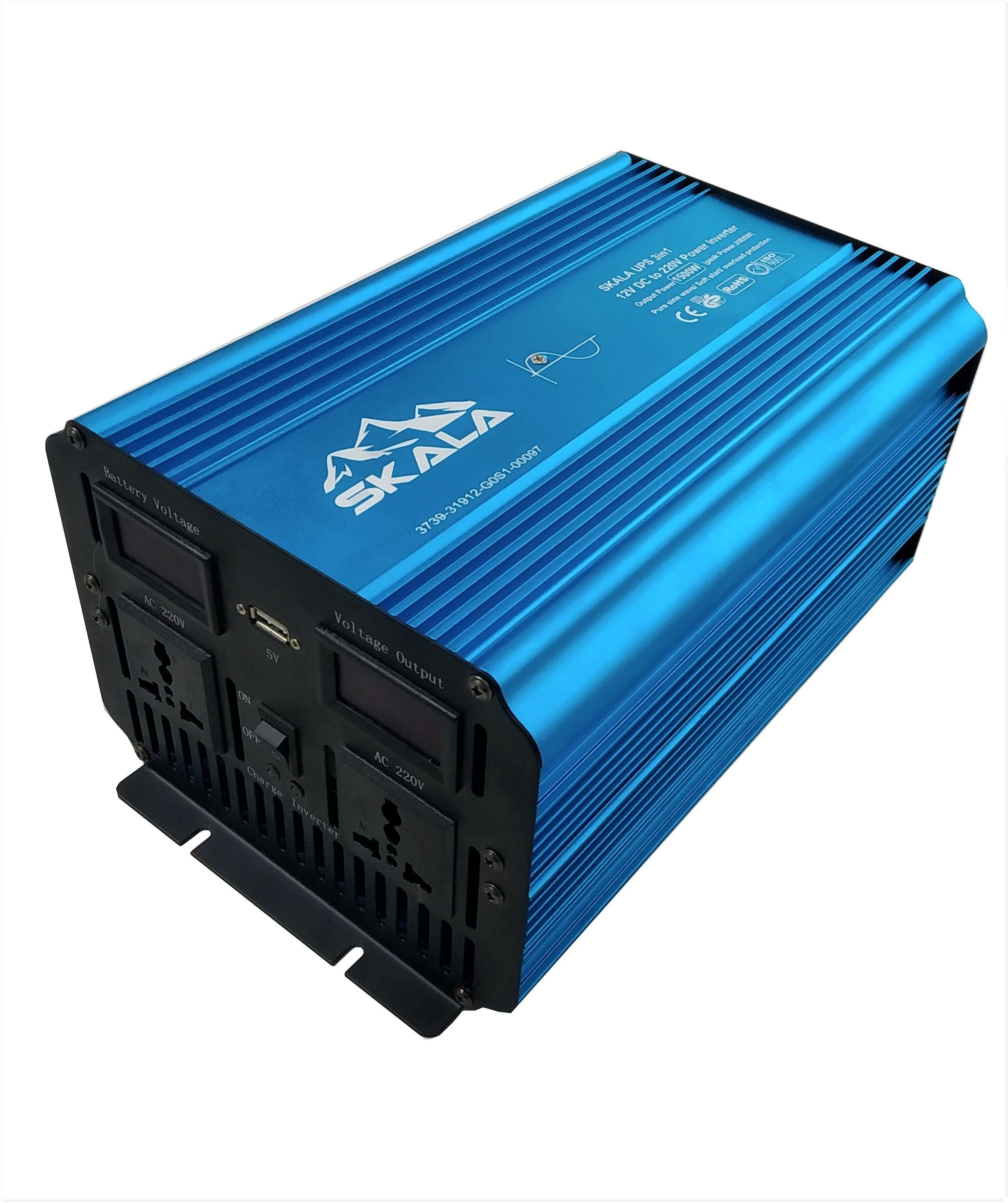 Інвертор перетворювач з 12в на 220в UPS 3в1 потужність 1,5 кВт