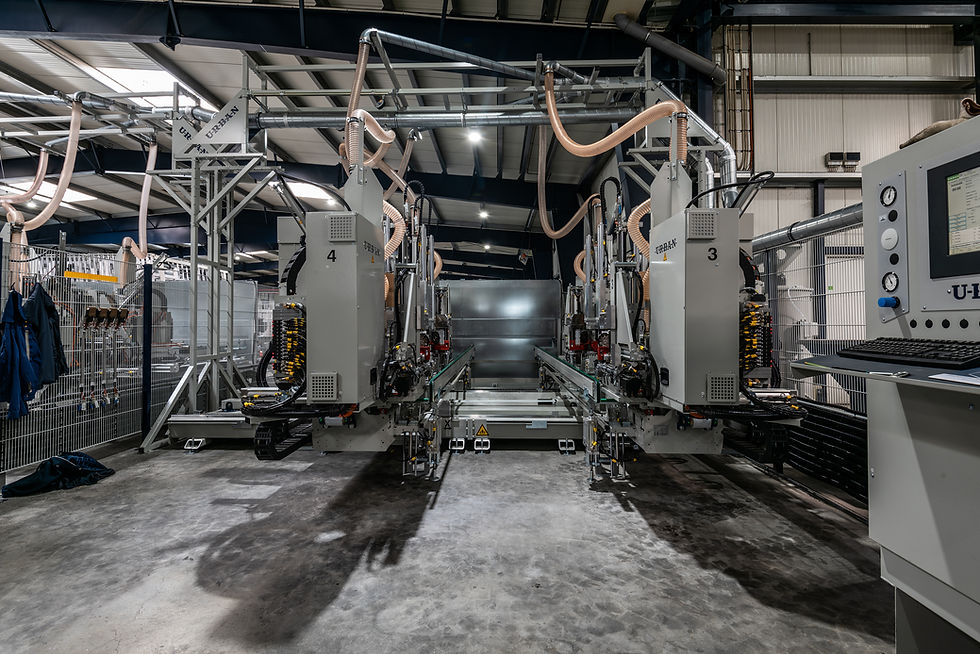 A photo of schlüters manufacturing facility showing the big corner welding machine