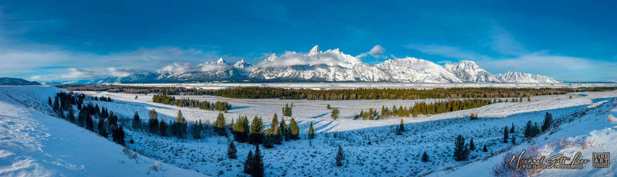 View of the Grand Tetons in Grand Teton National Park in Wyoming, America. Michael Scott Lees fine art photographic prints