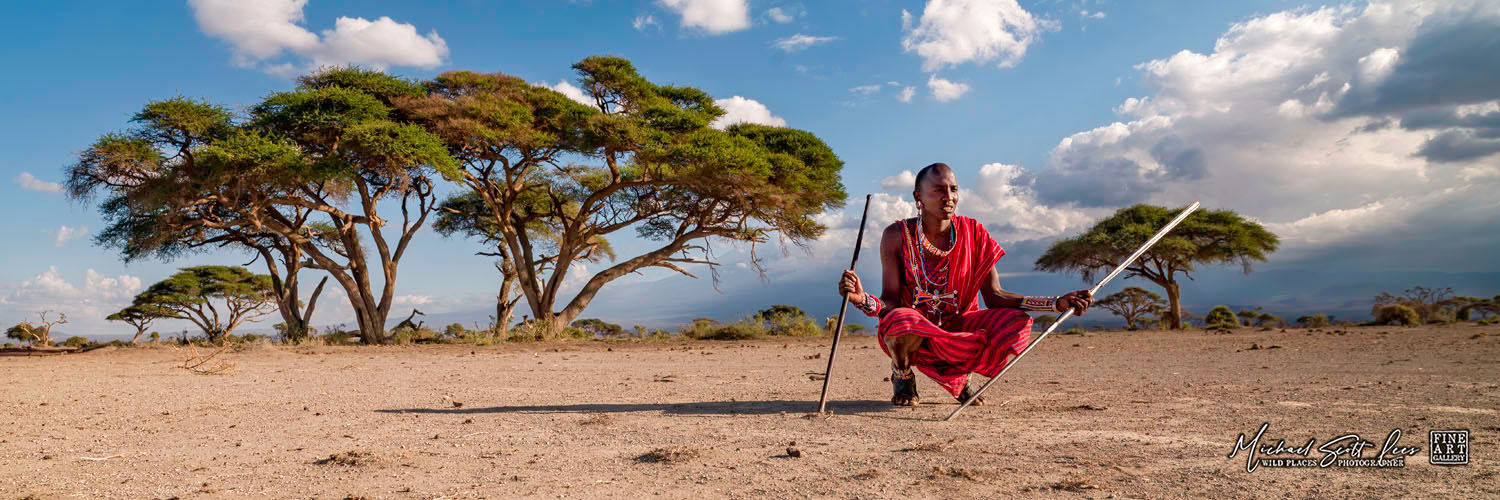 Maasai Tribesman in Amboseli National Park, Kenya, Africa, Michael Scott Lees fine art photographic prints for sale
