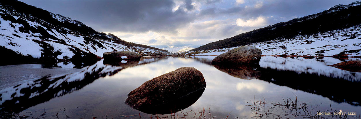 Spencers Creek with snow, Kosciuszko National Park, Australia. Fine Art Photography Prints for Sale by Michael Scott Lees