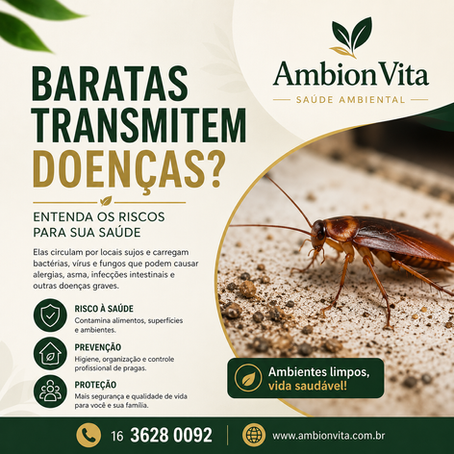 É VERDADE QUE BARATAS TRANSMITEM DOENÇAS?