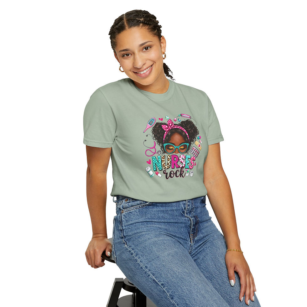 Thumbnail: Nurses Rock T-Shirt — Cute Afro Nurse Design | Nurse Appreciation Gift