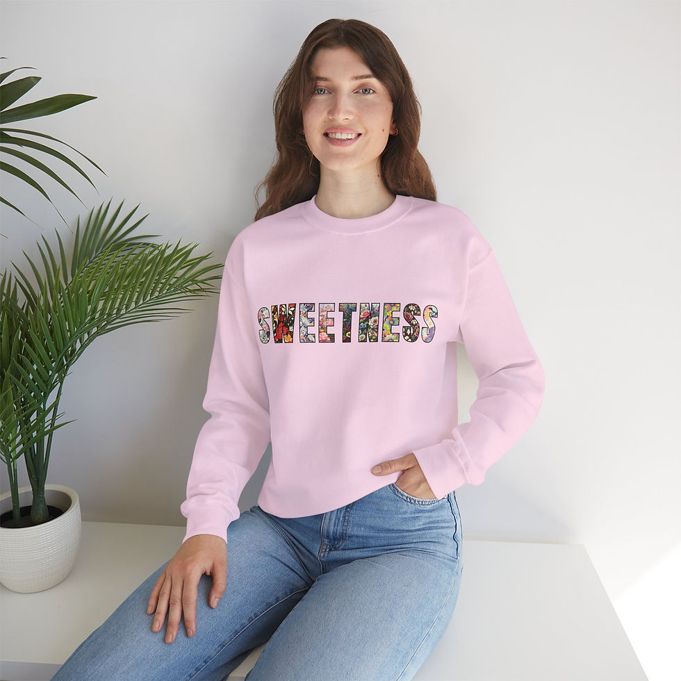 Thumbnail: Sweetness Floral Crewneck Sweatshirt — 'SWEETNESS' Floral Lettering