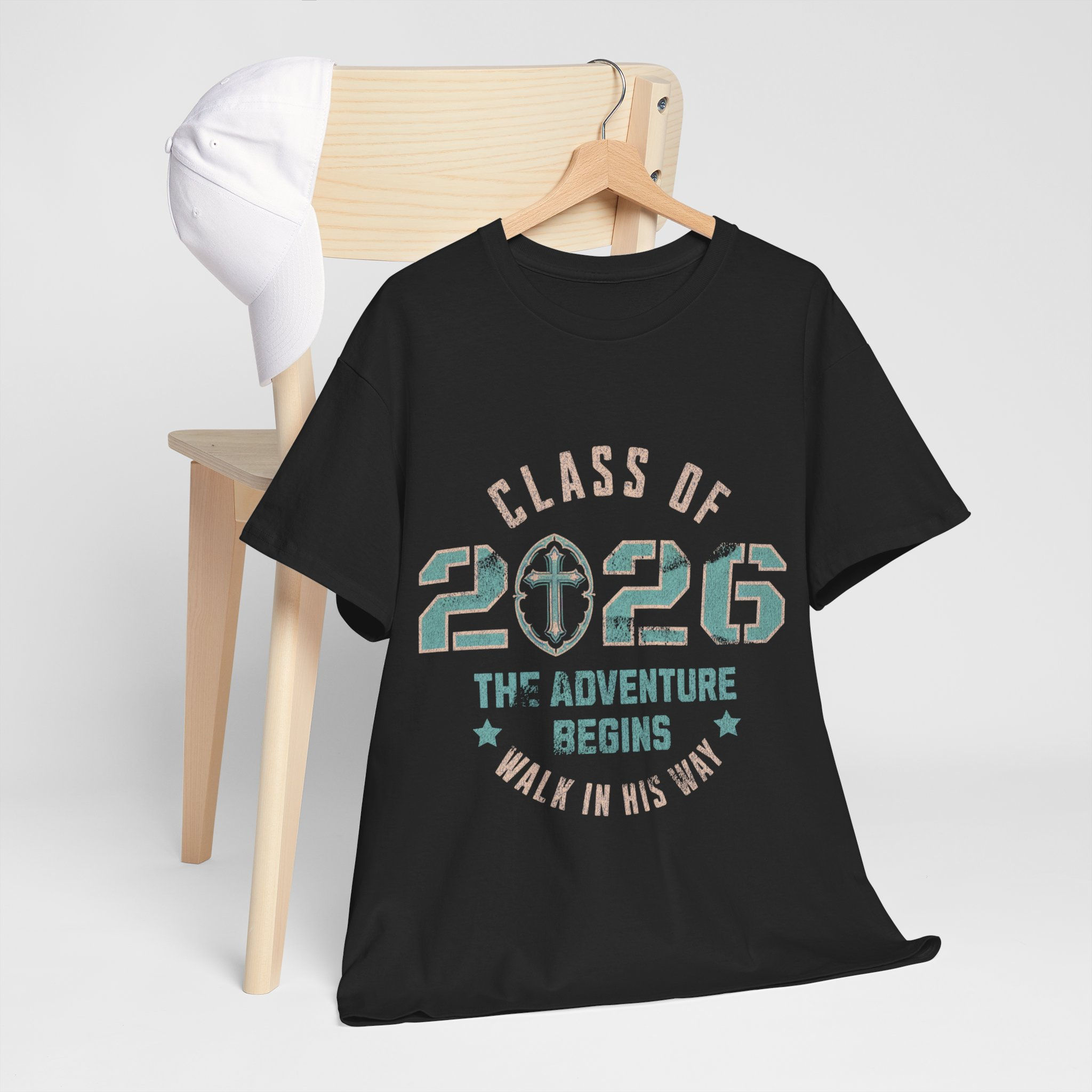 Class of 2026 Christian Graduation T-Shirt — "The Adventure Begins"