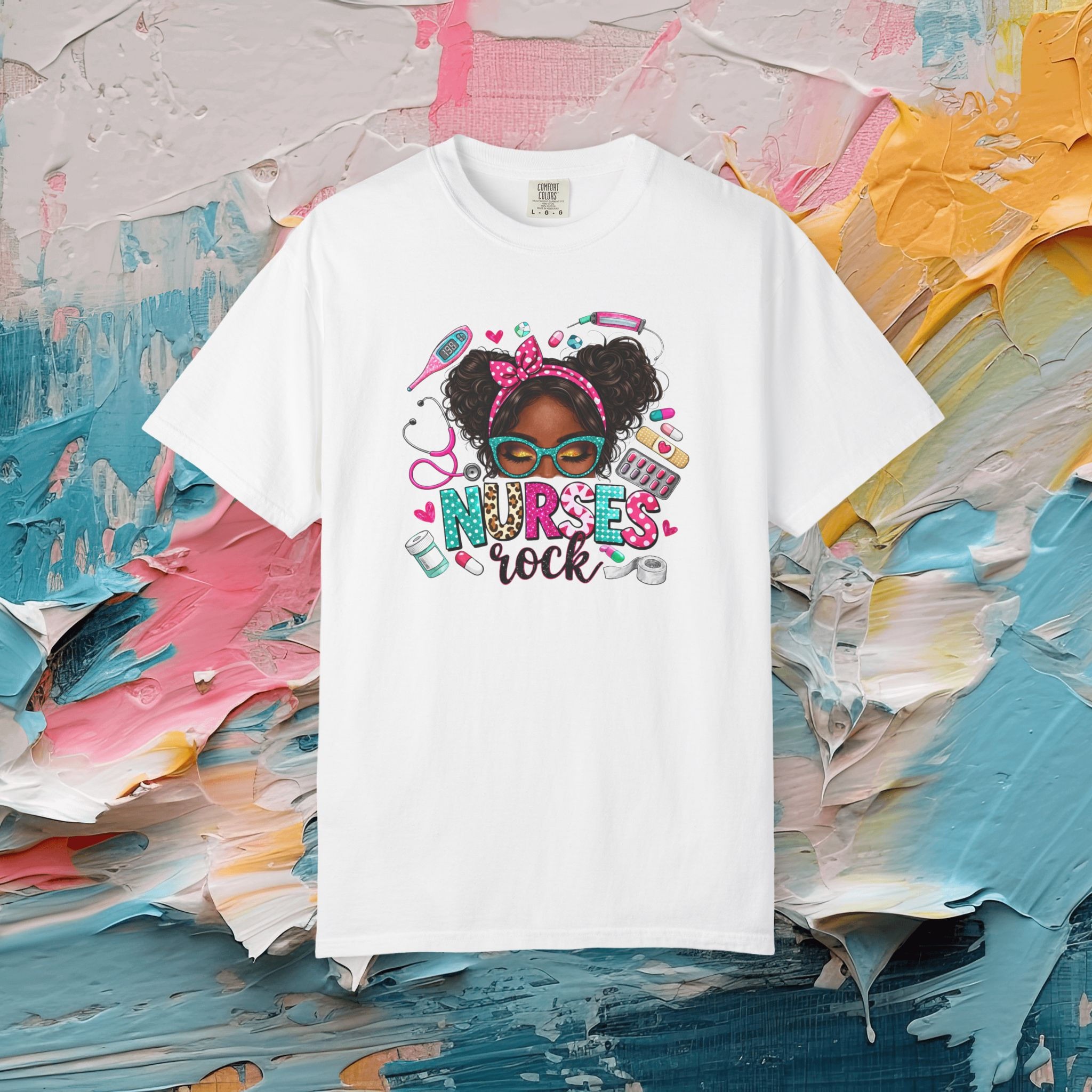 Nurses Rock T-Shirt — Cute Afro Nurse Design | Nurse Appreciation Gift