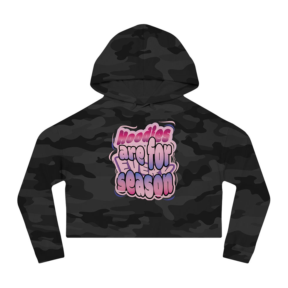 Thumbnail: Cropped Hoodie — "Hoodies Are For Every Season" Pink Bubble Graphic