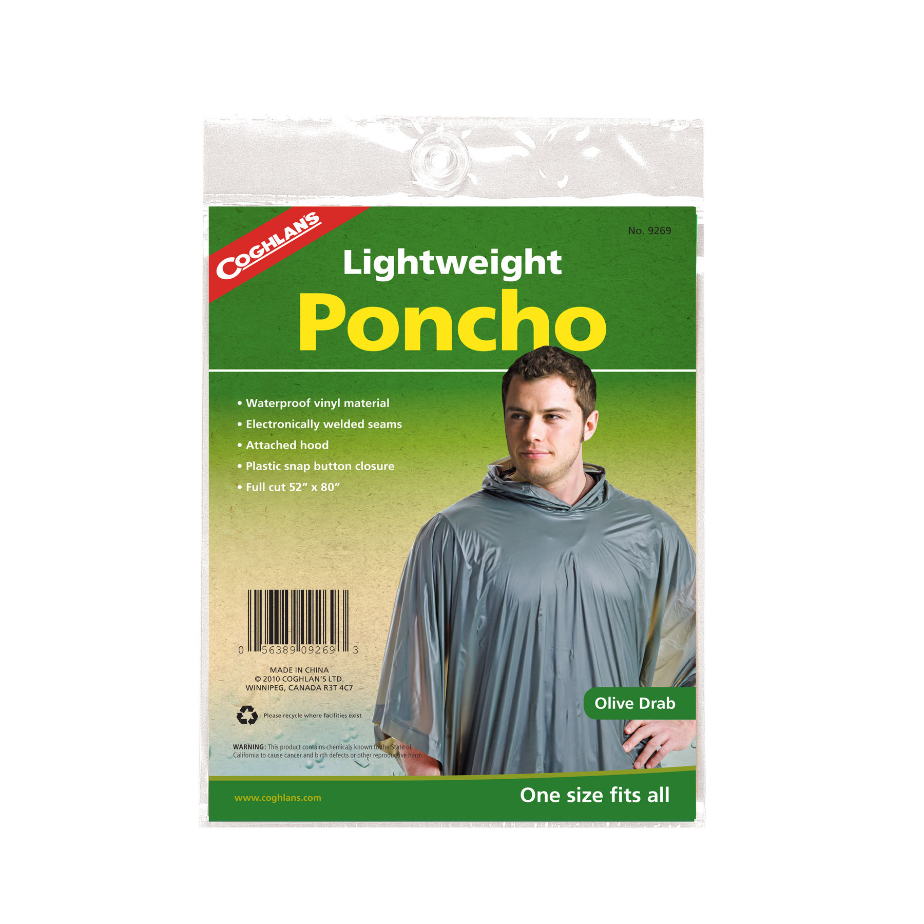Coghlan Lightweight Poncho (Olive Drab)- COG100122