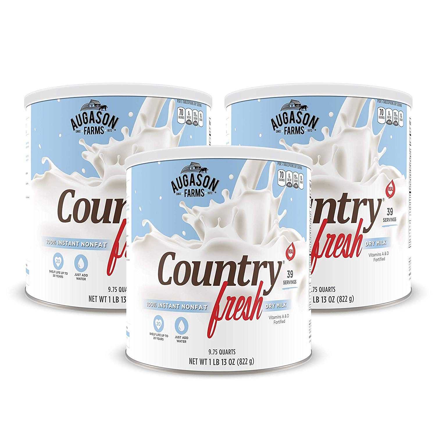 Augason Farms Country Fresh 100% Real Instant Nonfat Dry Milk- AFCF400100