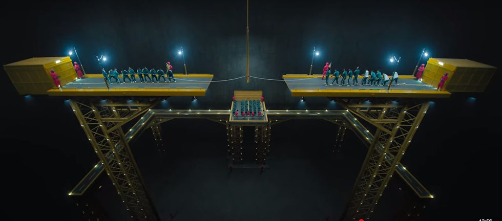 screen shot from squid game tug-of-war
