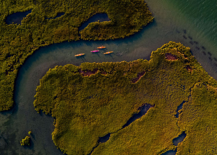 Virginia Drone Photographer. Kayakers on the Eastern Shore of Virginia.