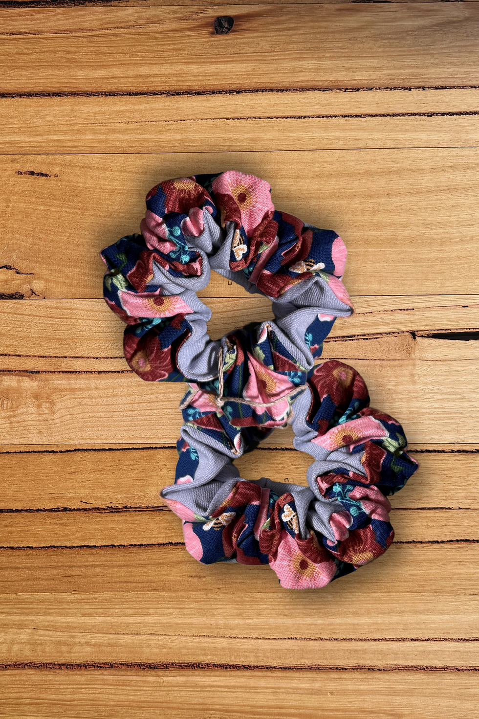 denim x fabric scrunchie