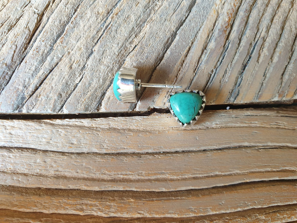 Miniature : Clous d'oreilles argent massif et Turquoise