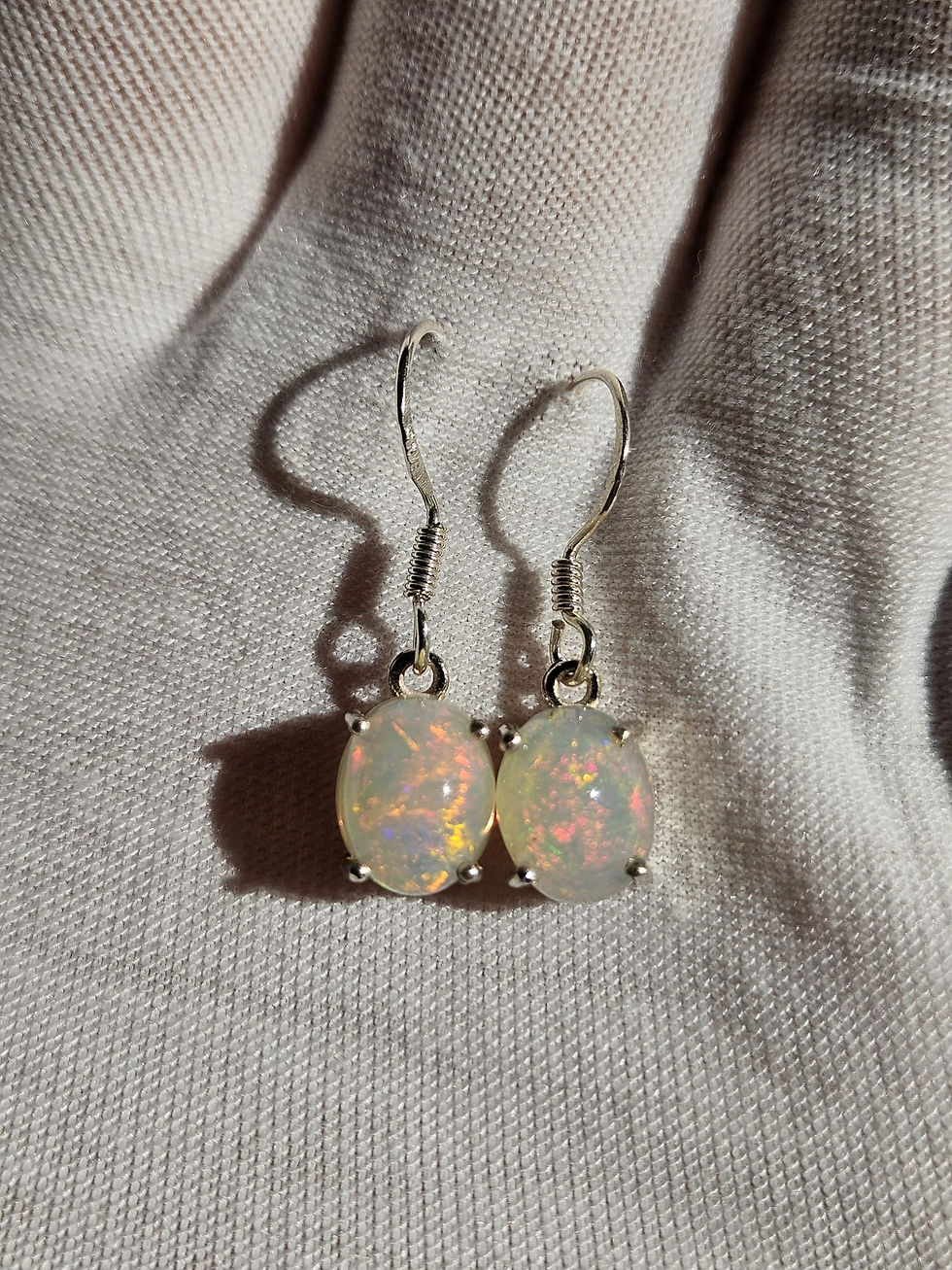 Boucles d'oreilles argent massif Opale Welo