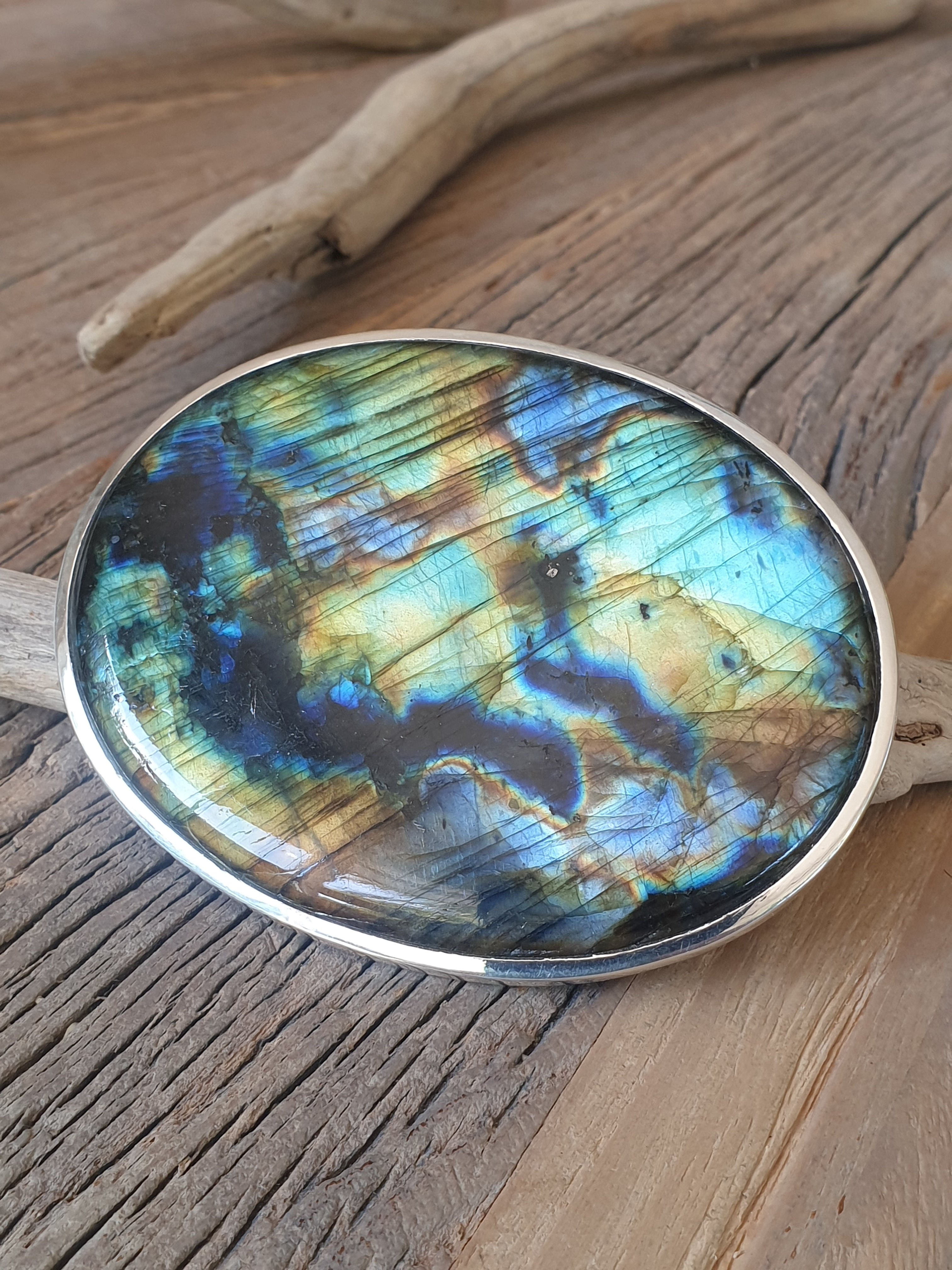 Boucle de ceinture argent massif et Labradorite