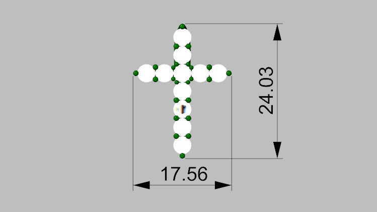 Miniature : Collier Croix, argent massif et 11 pierres
