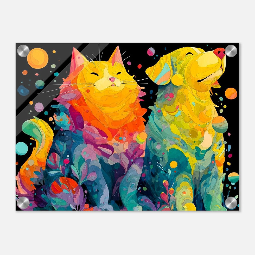 Wallart of a cat and a dog