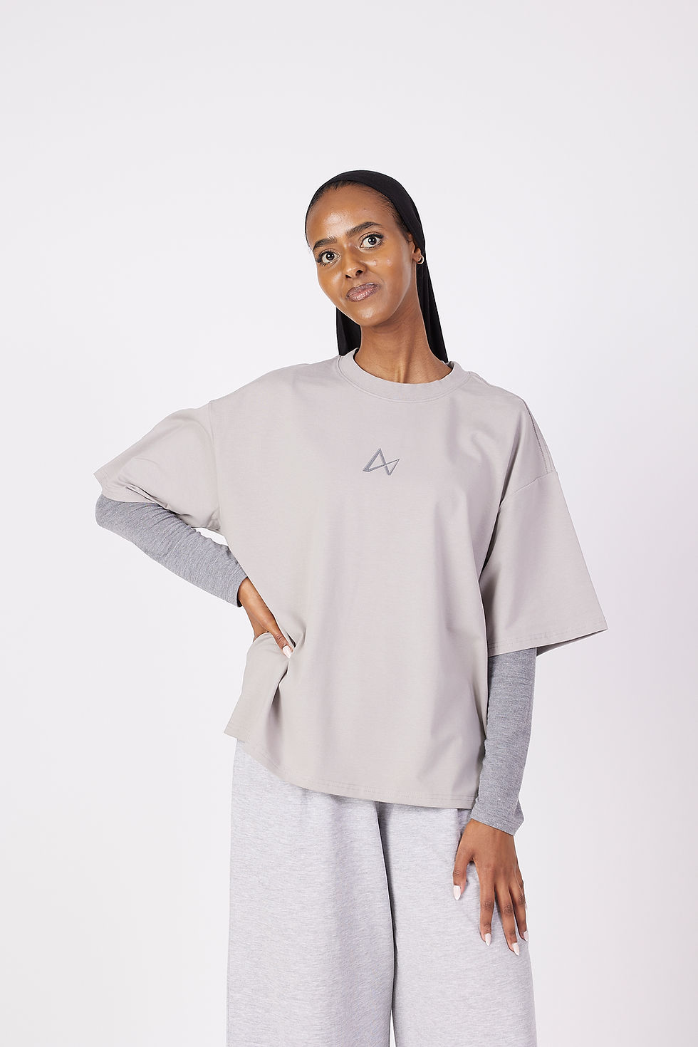 Thumbnail: Woman wearing the Grey Matter Oversized Tee