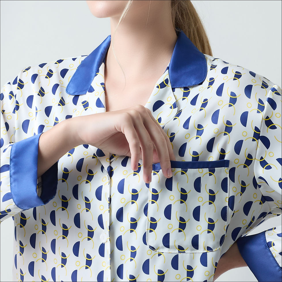 ภาพขนาดย่อ: ชุดนอนกระโปรงสั้น แขนยาว   Half Blue Collection รหัส CRN-KAHB01