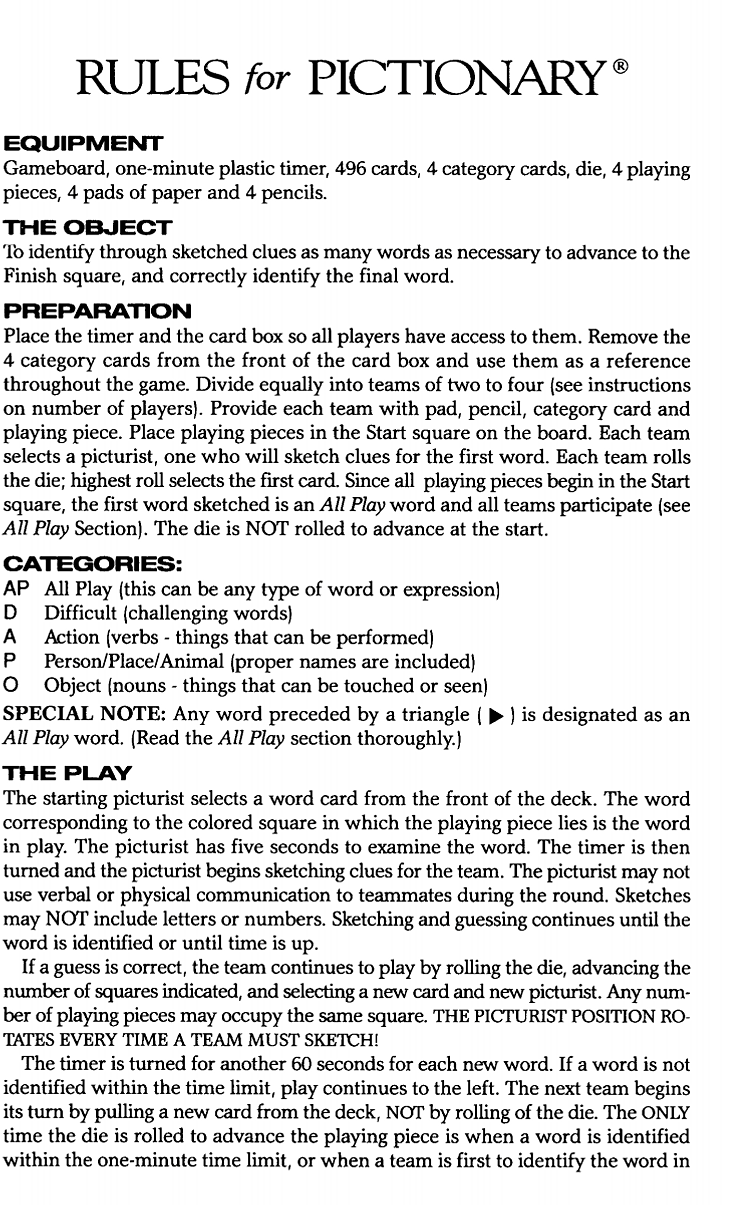Pictionary Rules Printable