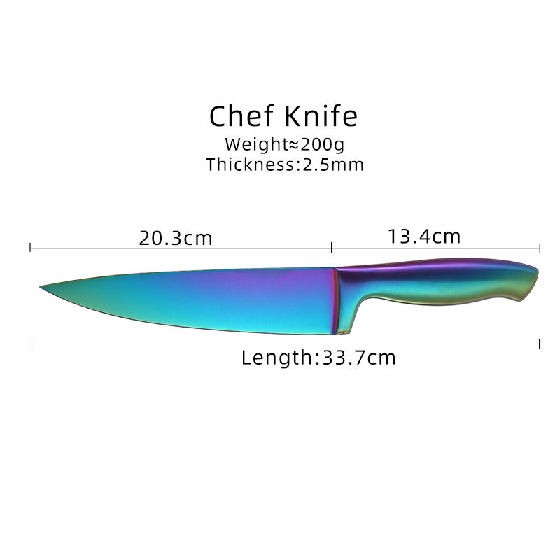 Thumbnail: 8 Inch Chef Knife with Titanium Coated Rainbow Blade