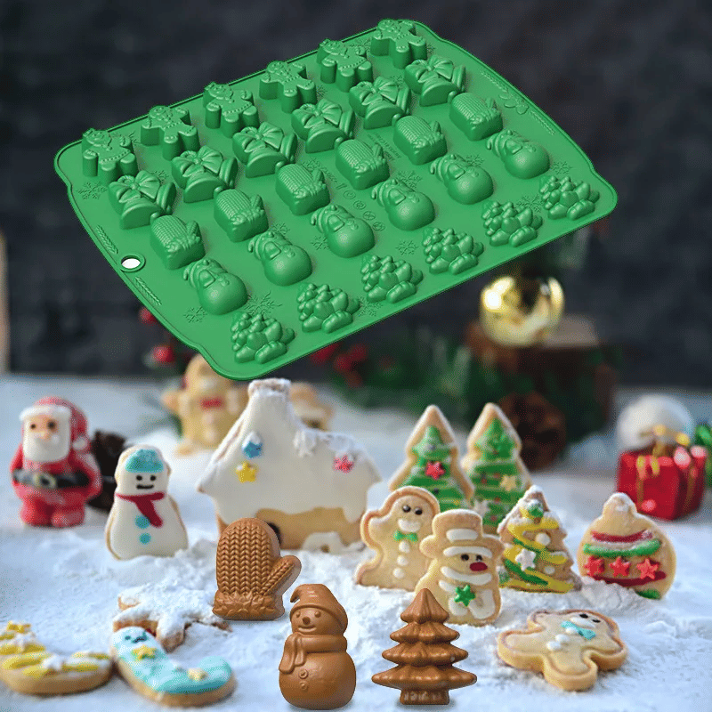 30-Grid Snowman Silicone Baking Mold for Christmas Candy Chocolate