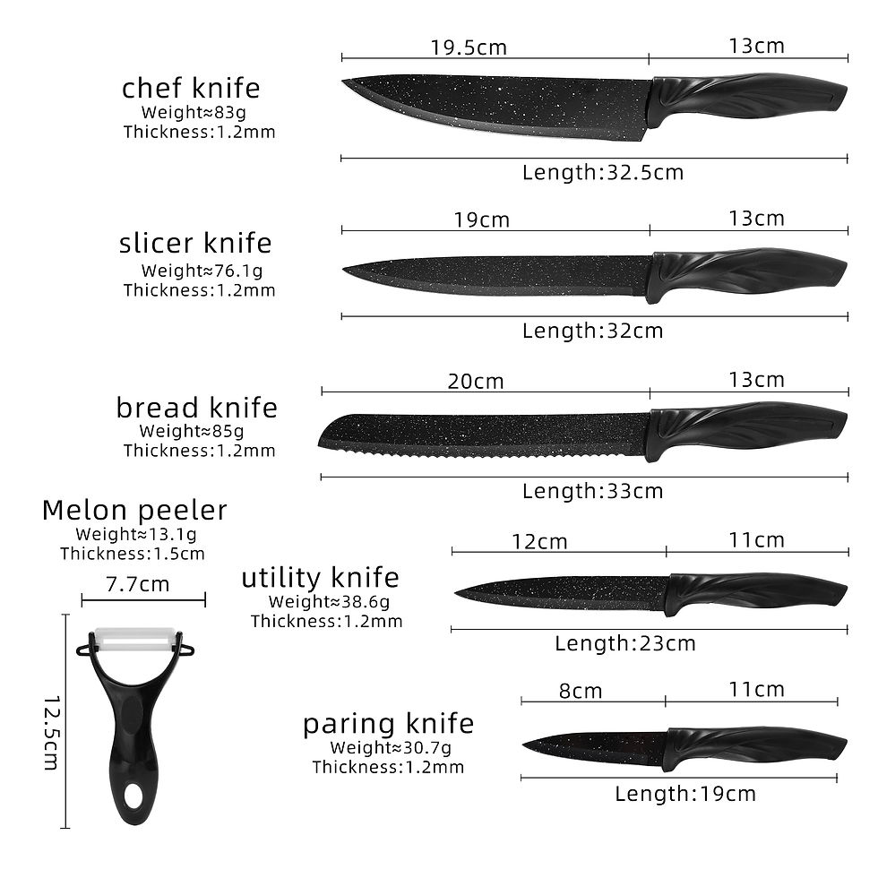 Thumbnail: Obsidian Wave 6-Pieces Collection Kitchen Chef Knife 
