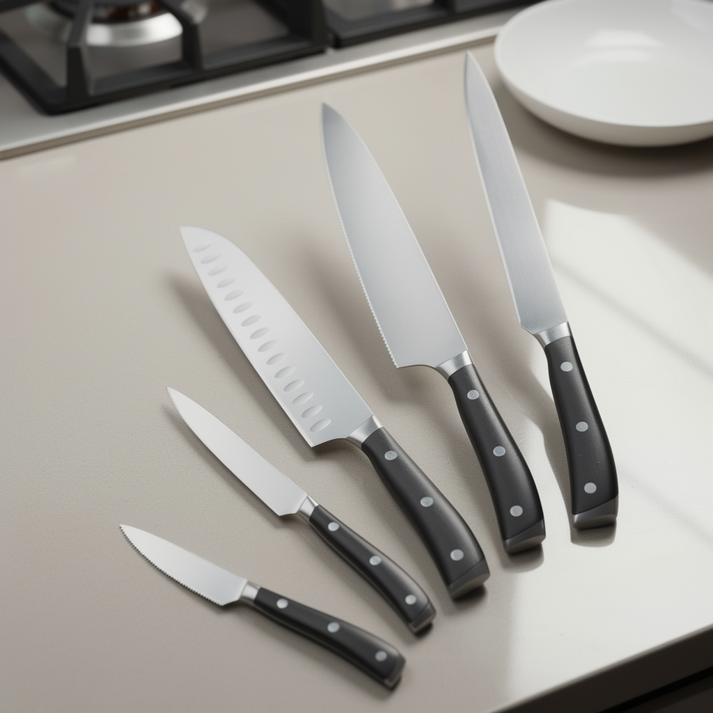 Double Steel-Head Kitchen Knives Set of 5 -S5-13H2-J2S4