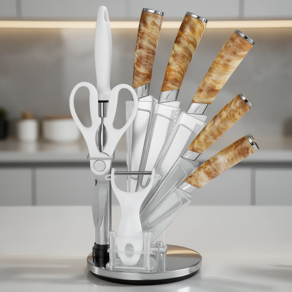 Kitchen Knives Set with Marble Pattern handle
