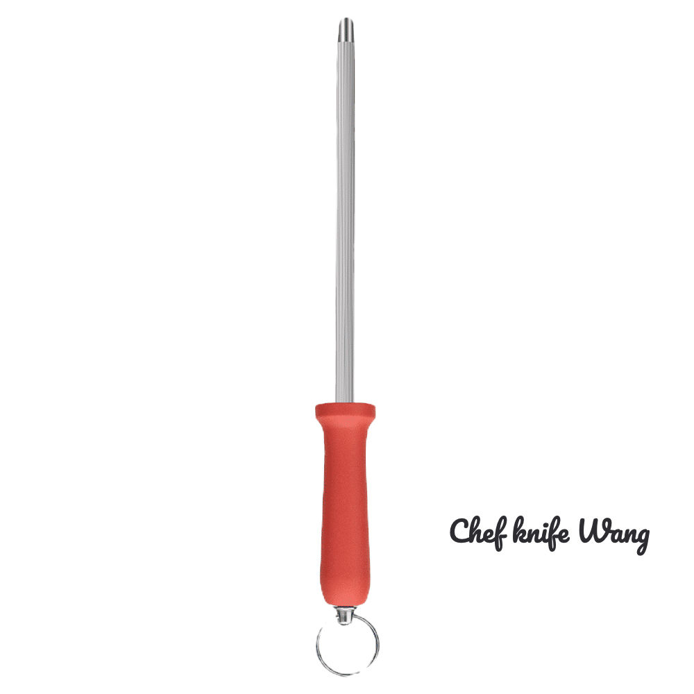 8-Inch Flat Nickel-Chrome Carbon Steel Knife Sharpening Steel with Hanging Ring