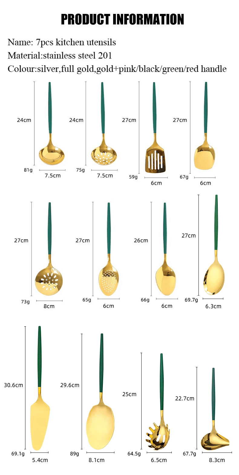 Stainless Steel Kitchen Utensil Set 12-Piece with TPR Handles