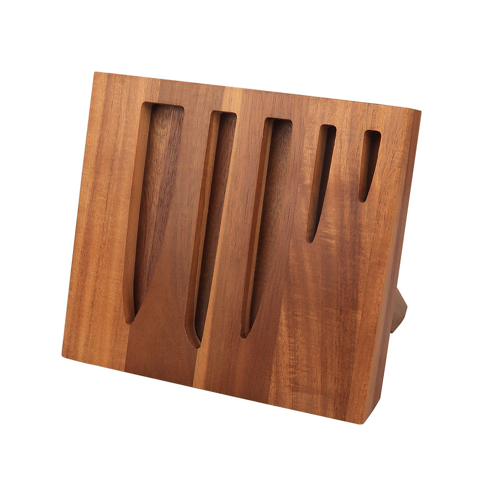 Thumbnail: 5-Piece Black Coated Kitchen Knife Set with Windowed Acacia Wood Block