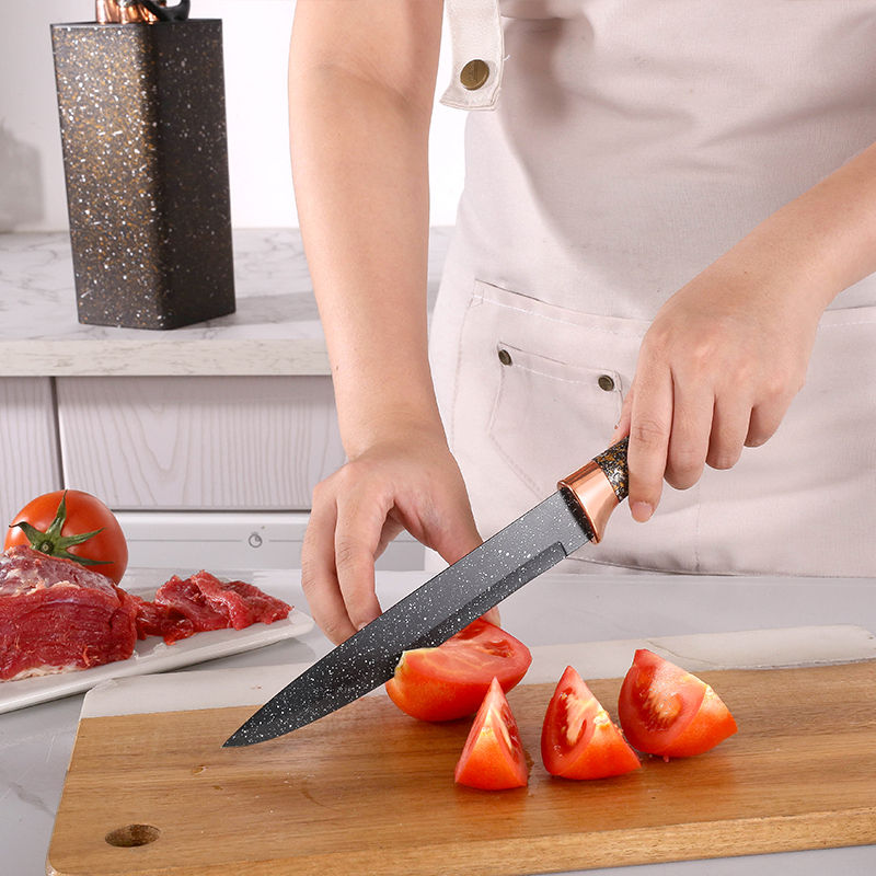 Thumbnail: Stone-like finish Knife Set of 7 with Block