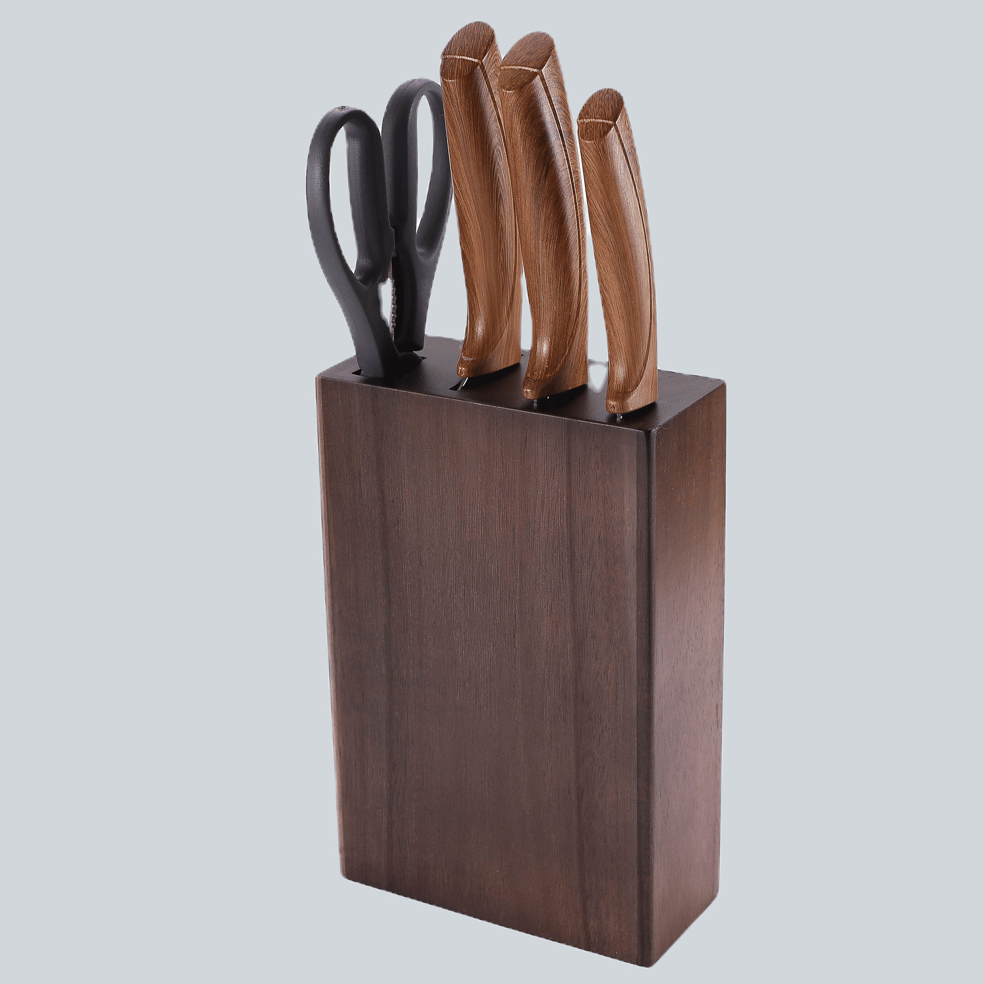 Espresso-Elite Minimalist Acacia Wood Knife Holder - 4-Slot Design