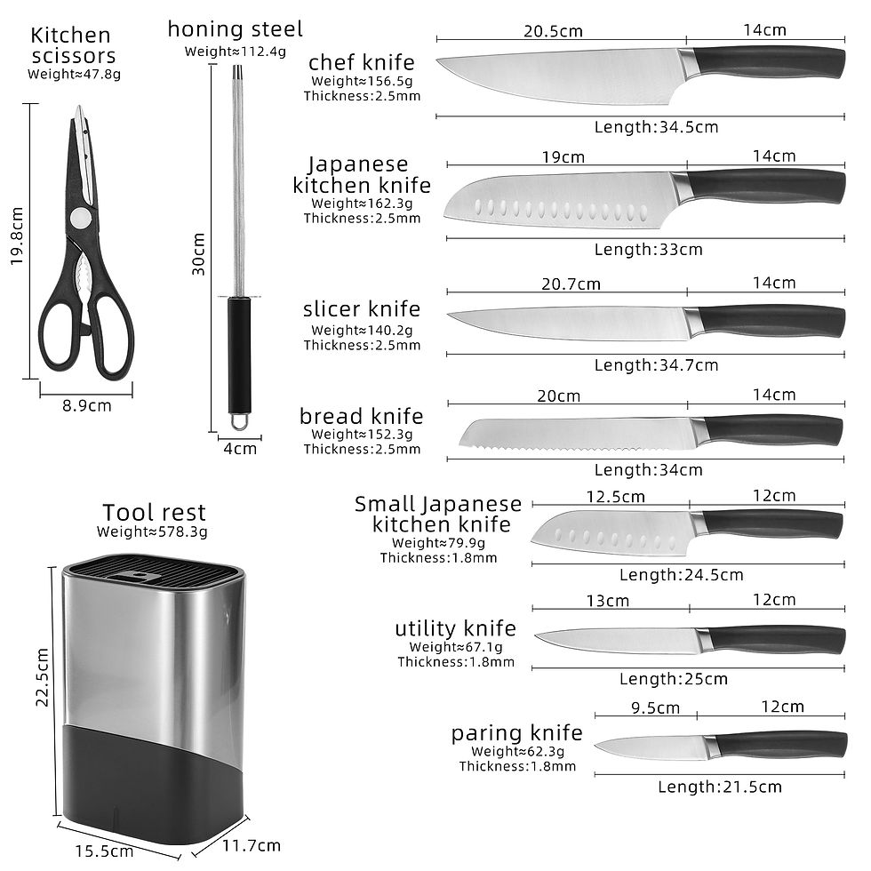 Thumbnail: Single steel head  Kitchen Knife Set of 10