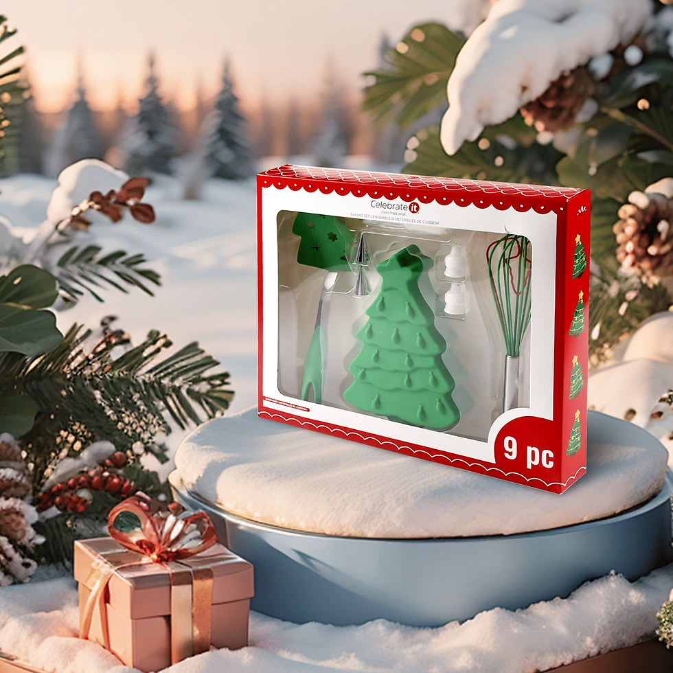 9-Piece Christmas Tree Silicone Baking Tool Set with Whisk