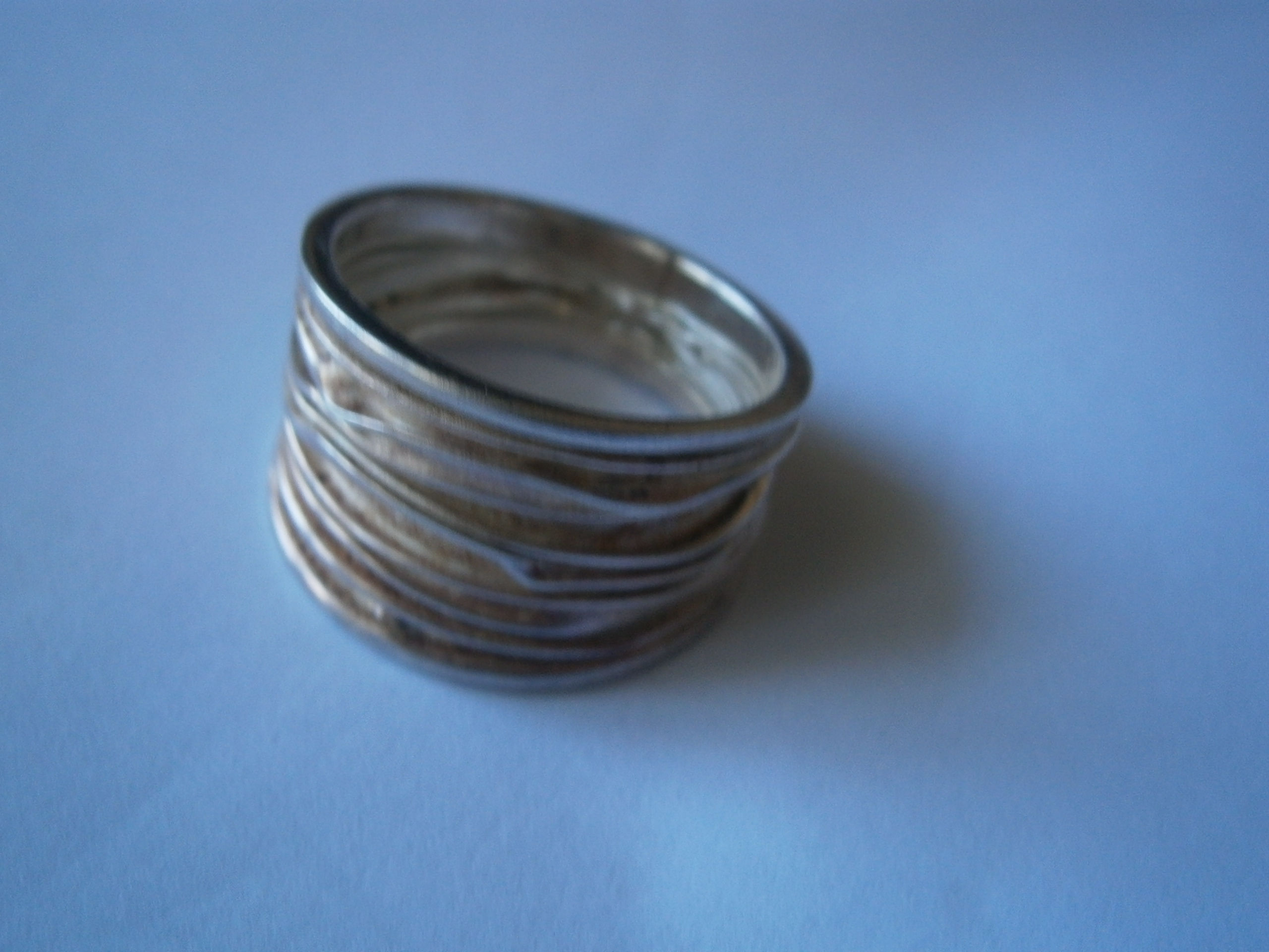Classic .925 Sterling Silver Multi-Strand Stacked Band Ring 6.4g