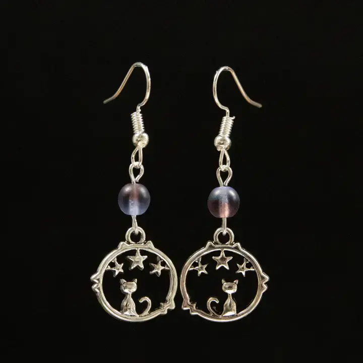 Kitten and Stars Earrings