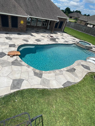 GP Solutions offered stamped concrete for your pool decks in The Woodlands and surrounding areas!