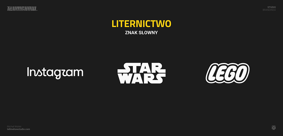 Rodzaje logo, kategoria—znak słowny, Przykłady liternictwa w logo. Logo Instagram, logo Star Wars, logo Lego