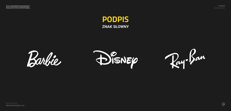 Rodzaje logo, kategoria—znak słowny, Przykłady wykorzystania podpisu w logo. Logo Barbie, logo Disney, logo Ray-Ban