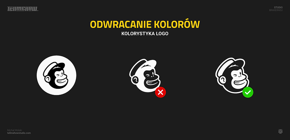Kolorystyka logo. Odwracanie kolorów. Przykład logo Mailchimp