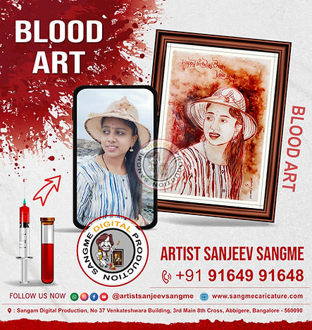 11_Blood Art Artist sanjeev sangme best blood painting artist in india blood painting arti