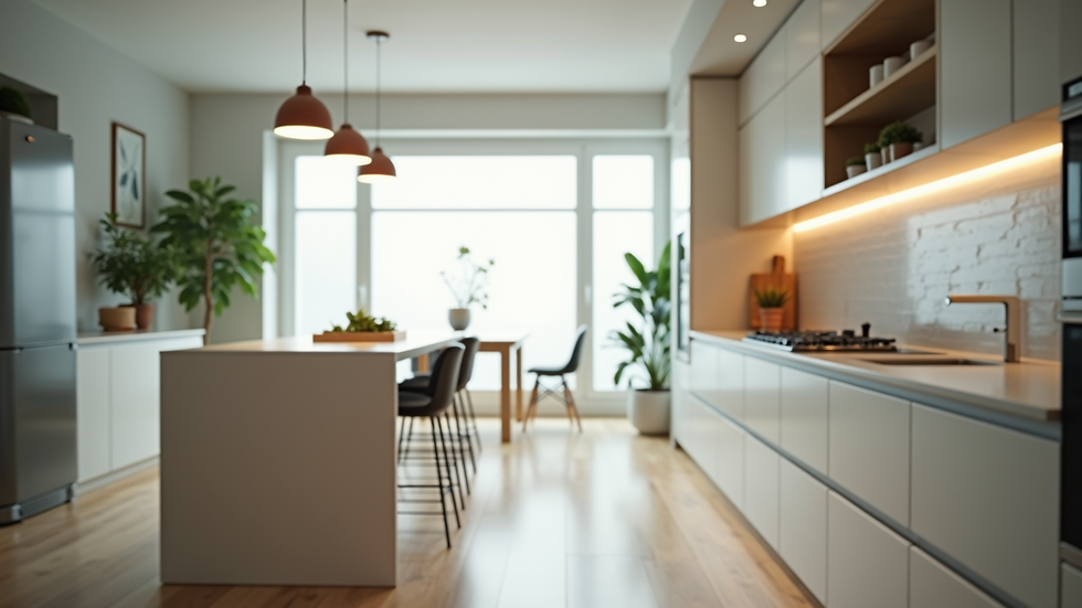 Eye-level view of a clean, tidy kitchen