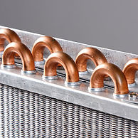 An evaporator coil from an HVAC unit