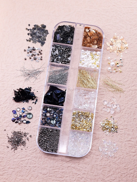 Miniature : 5 boîte Décoration à Nail Art à strass & fausse perle