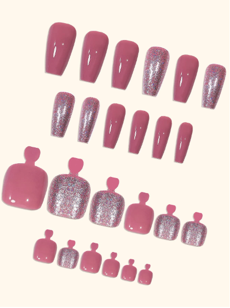 Miniature : 480 pièces Ensemble Faux ongles scintillant
