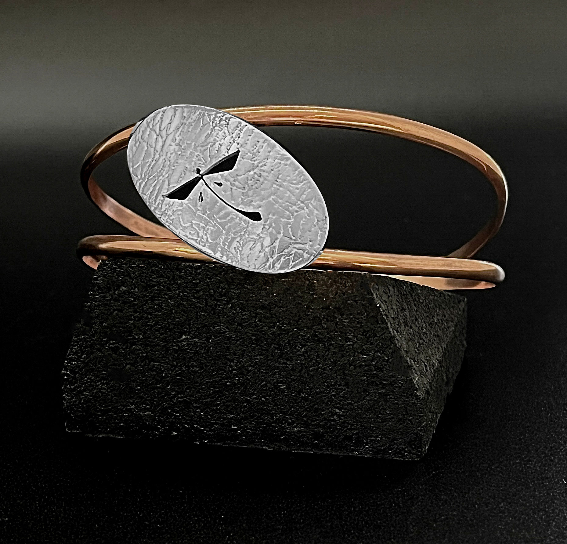 BRACELET, STERLING SILVER OVAL ON COPPER