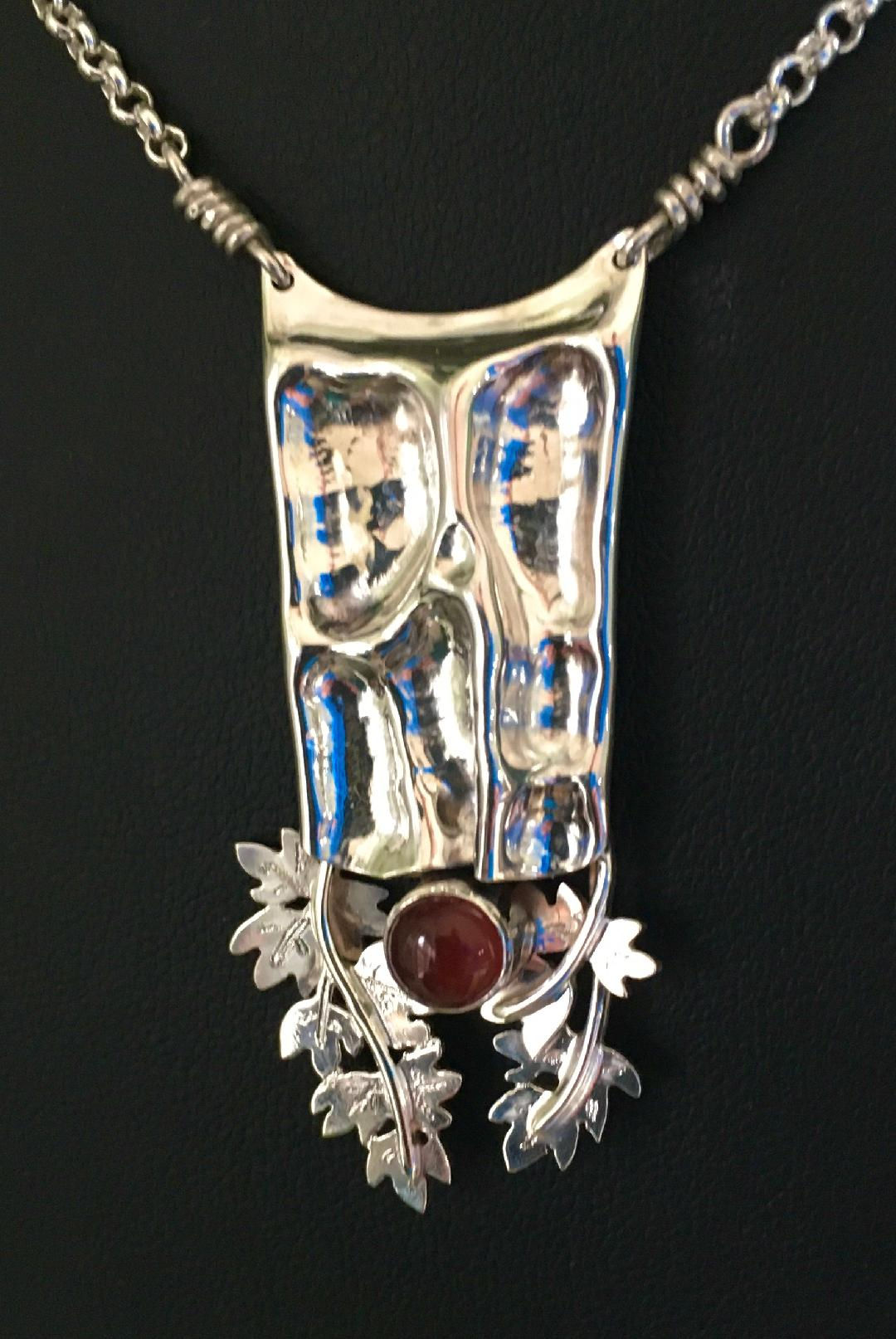 PENDANT, STERLING SILVER, BEZEL SET CARNELIAN