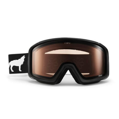 schwarze Goggle, mit Photochromic Lens, Typ Hawaii Photochromic Black, Marke CHPO, Frontalansicht mit Strap